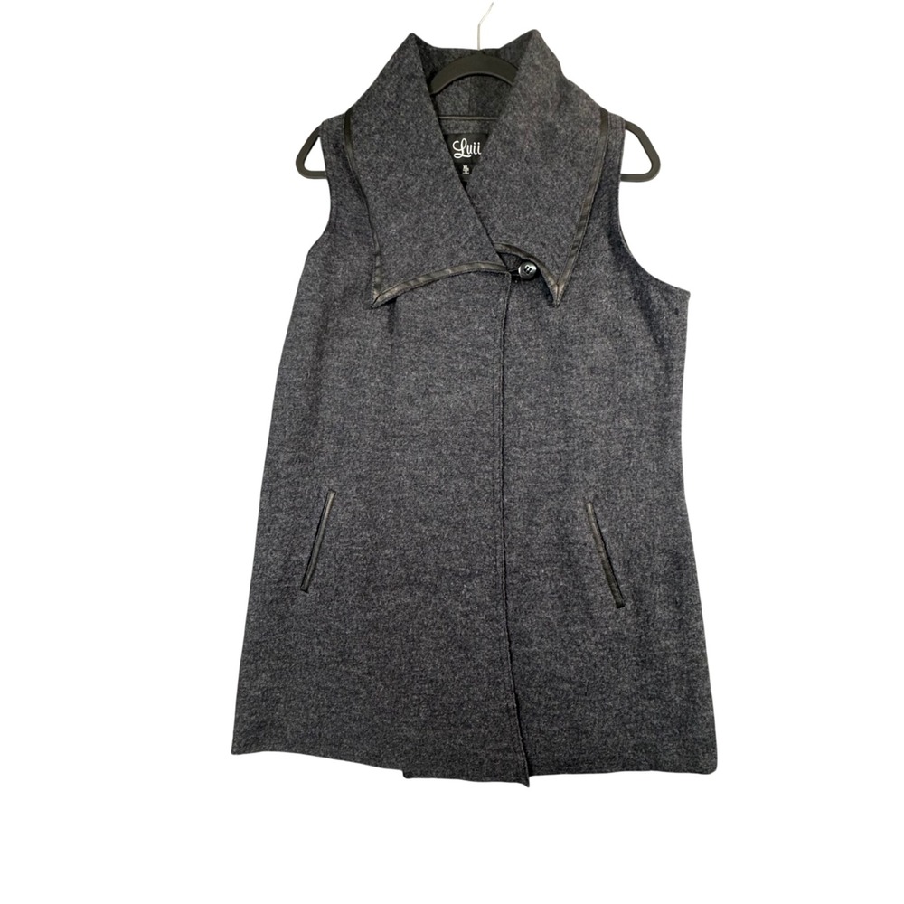Luii Women's Wool Blend Shawl Collar Vest XL Charcoal Gray Quiet Luxury Layering